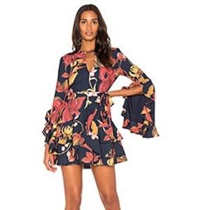 C/MEO Gossamer Long Sleeve Dress in Navy Botanic